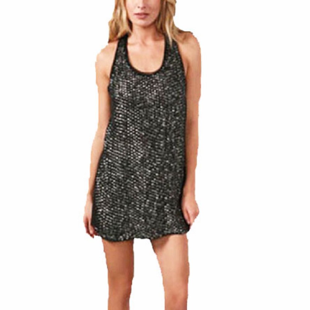 NWT Jarbo Black Silk Graphite Stud Tank Dress S